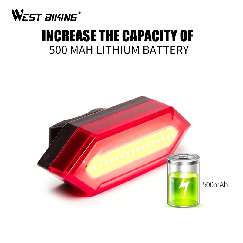 Đèn LED Hậu WEST BIKING Chống Thấm Nước Sạc USB Gắn Cốt Yên Xe Đạp Dùng Cảnh Báo Khi Chạy Ban Đêm