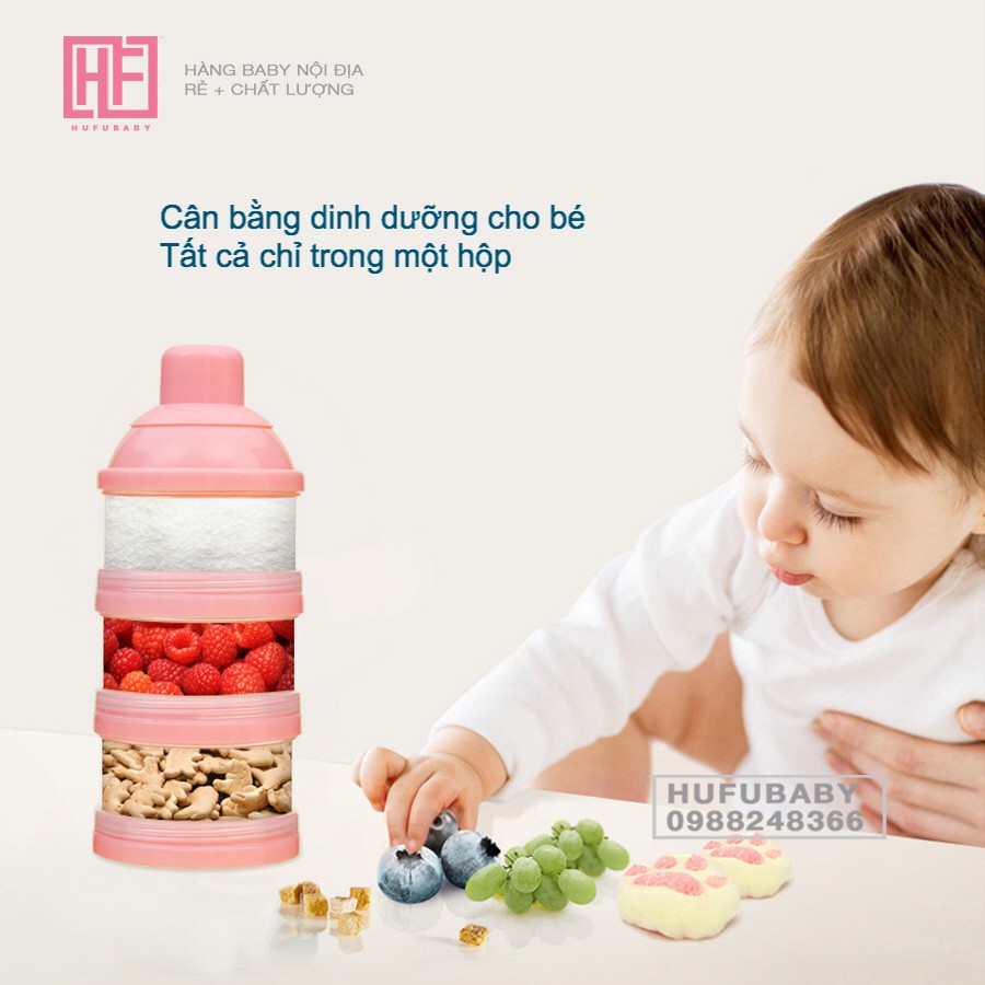 Hộp chia sữa/ hộp đựng sữa bột đồ ăn dặm 3 ngăn tiện dụng  đa năng tiện lợi