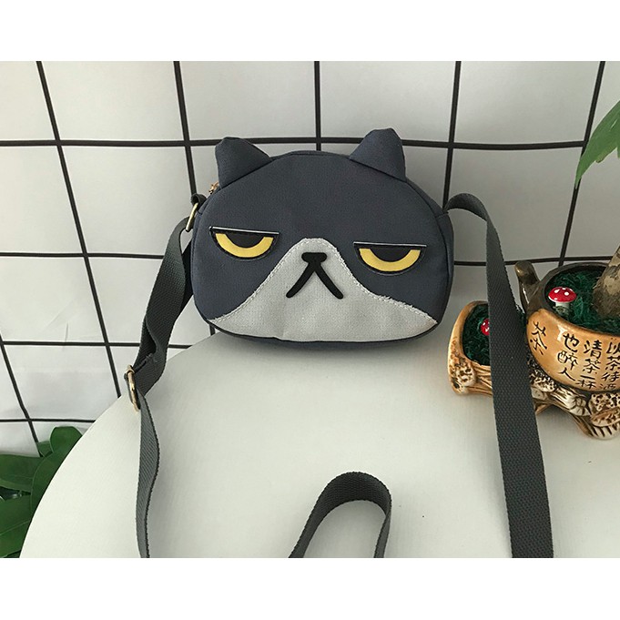 Túi đeo chéo Canvas - Mèo láo