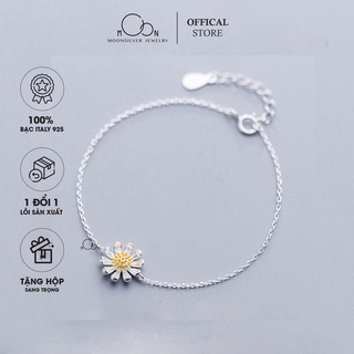 Lắc tay bạc hoa cúc cánh đơn, vòng tay bạc nữ hoa cúc họa mi