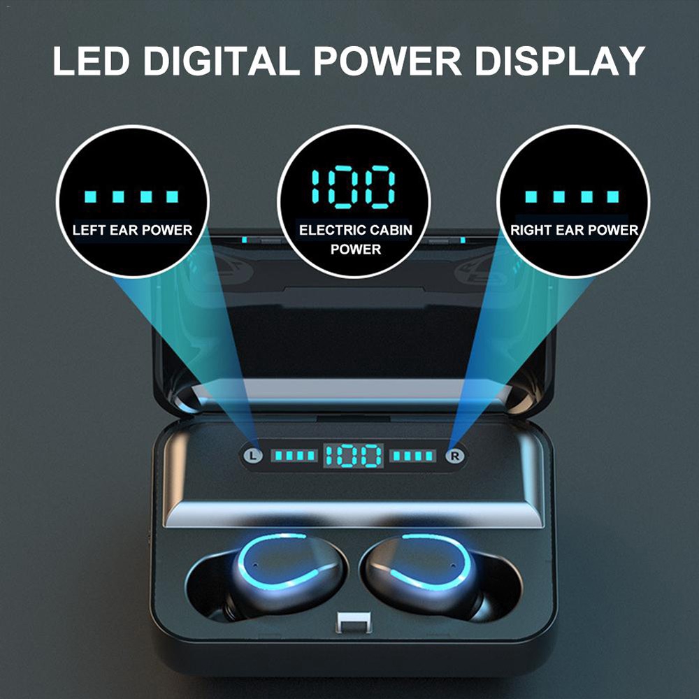 Tai nghe không dây Bluetooth 5.0 Vitog F9 TWS LED hiển thị kỹ thuật số 1200mah với hộp sạc