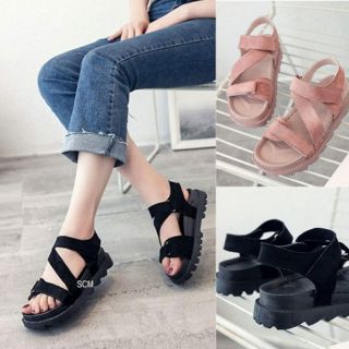 Sandal bánh mì quai Z chất da lộn
