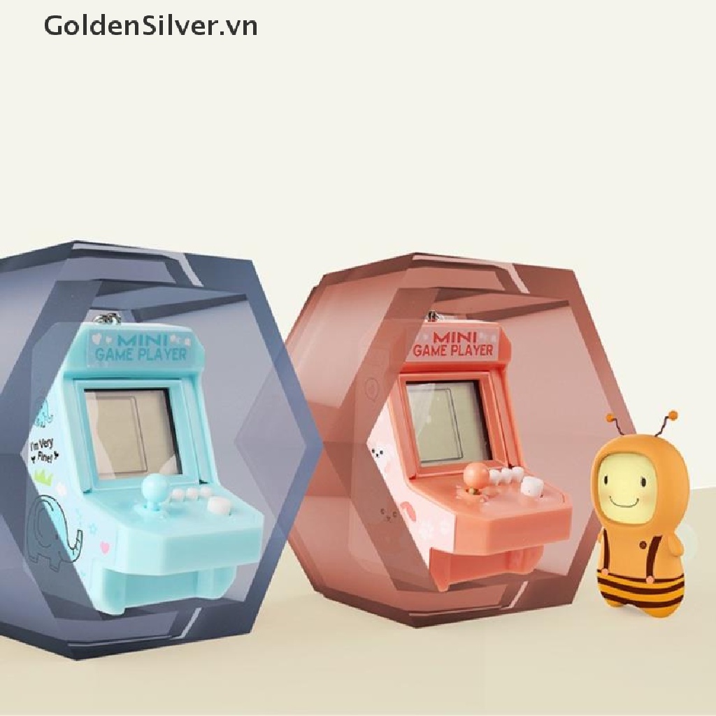 Máy Chơi Game Cầm Tay Mini Màu Vàng Bạc Kèm Móc Khóa Cho Bé
