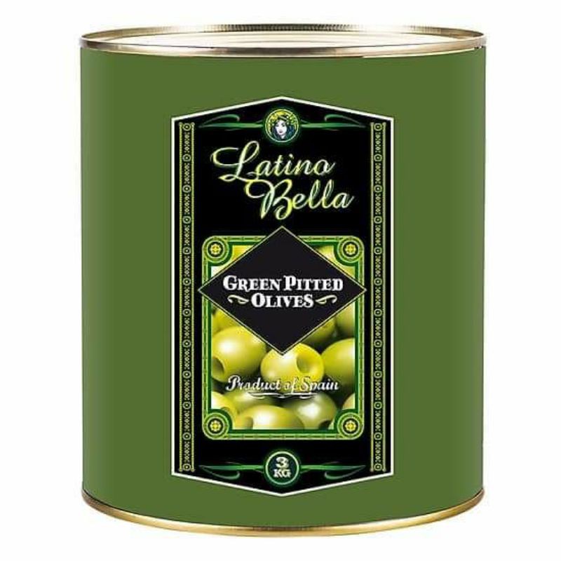 Oliu đen/xanh tách hạt Latino Bella hộp 3 kg