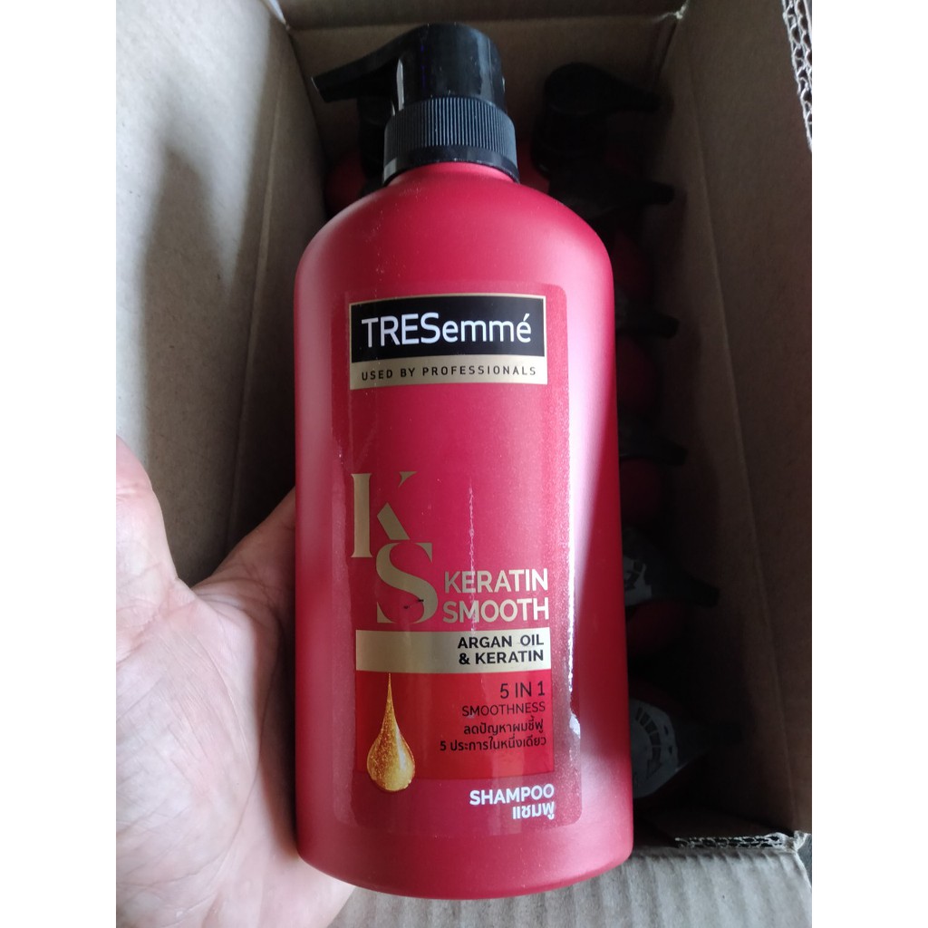 Dầu gội đầu TRESEMME Keratin Smooth màu đỏ-Thái Lan 450ML 5 TRONG 1 SUÔN MƯỢT VÀO NẾP