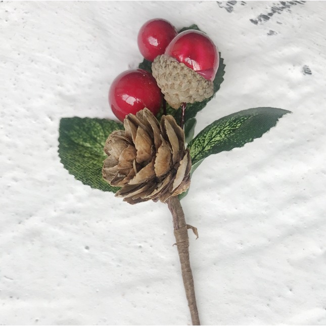 Bộ 5 Quả Thông Đỏ Và Trái Cây Nhân Tạo Trang Trí Giáng Sinh DIY