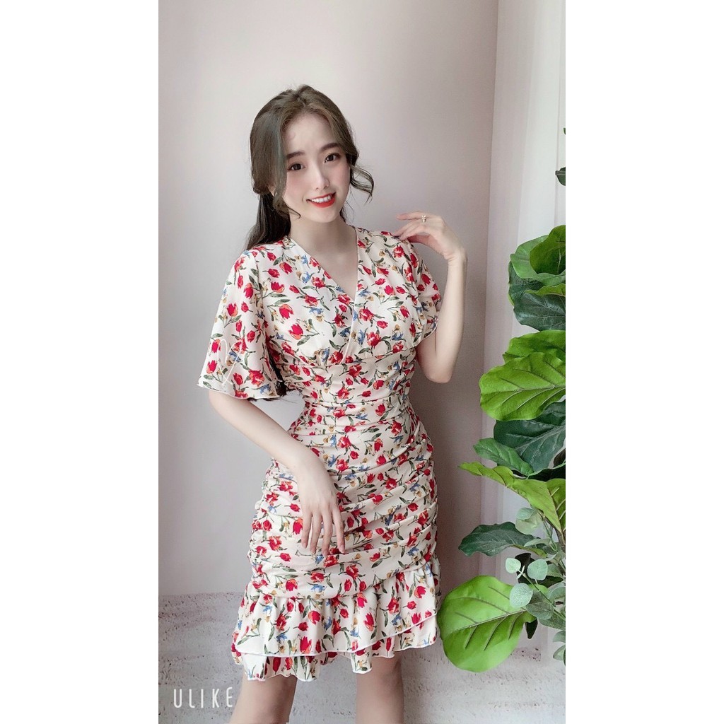 D3141❤️🌸  ĐẦM HOA NHÚN CÁNH TIÊN ĐẮP CHÉO  🌸