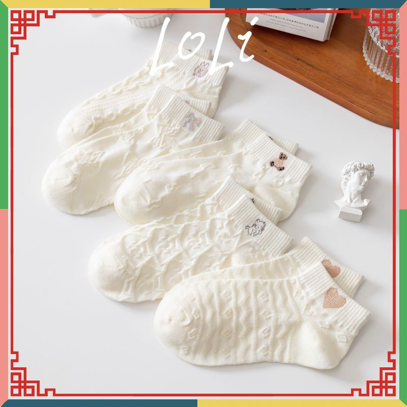 Tất Nữ Cổ Ngắn Họa Tiết Cute Phong Cách Hàn Quốc