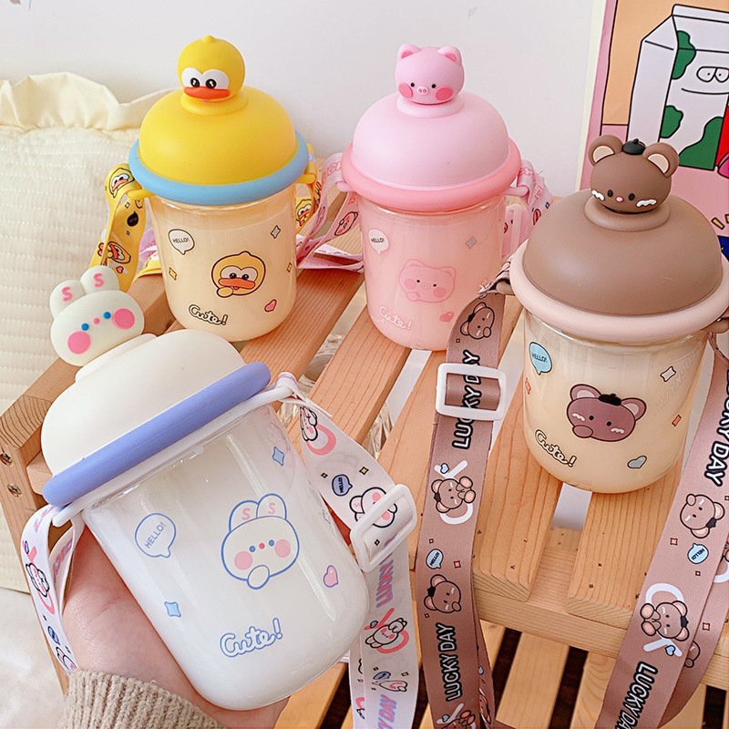 Bình nước có dây đeo dễ thương sáng tạo cho bé size 400ml