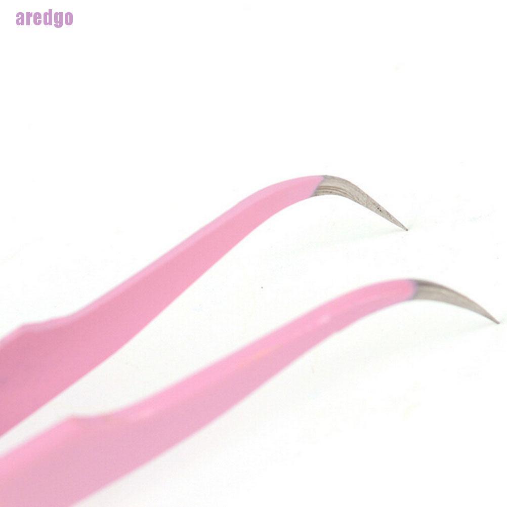 [Hàng mới về] 2 Nhíp đầu thẳng/ cong màu hồng chuyên dụng cho nối mi