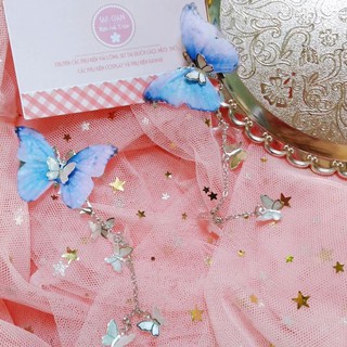 Kẹp tóc hình bướm có dây tua rua kim loại