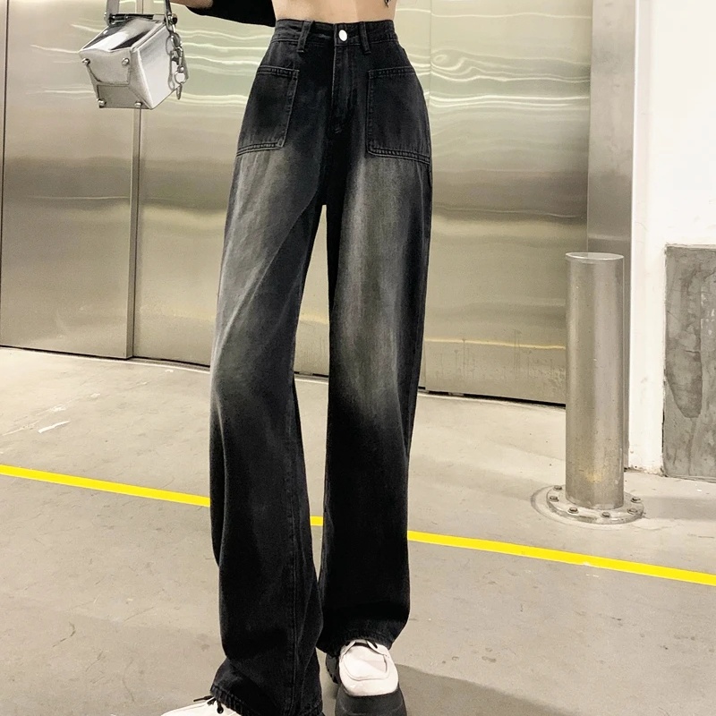 Quần Jeans Nữ Lưng Cao Ống Rộng Thời Trang Hàn Quốc Mới