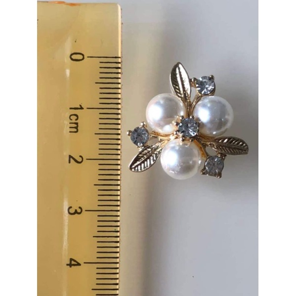 (1 cái)Center Hoa kim loại phối ngọctrai 24*26mmmm, nguyên liệu làm trâm cài tóc cổ trang, nguyên liệu diy