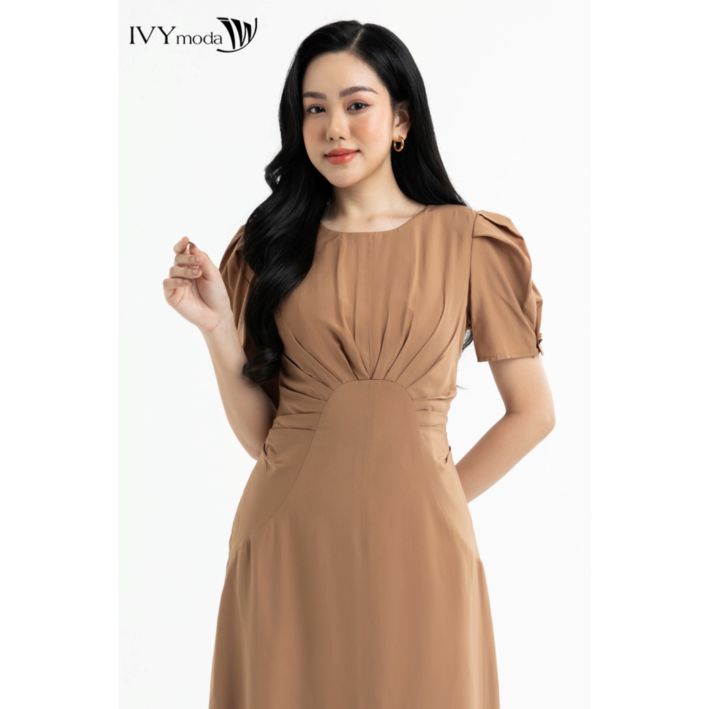 Đầm suông xếp ly ngực IVY moda MS 48B9251