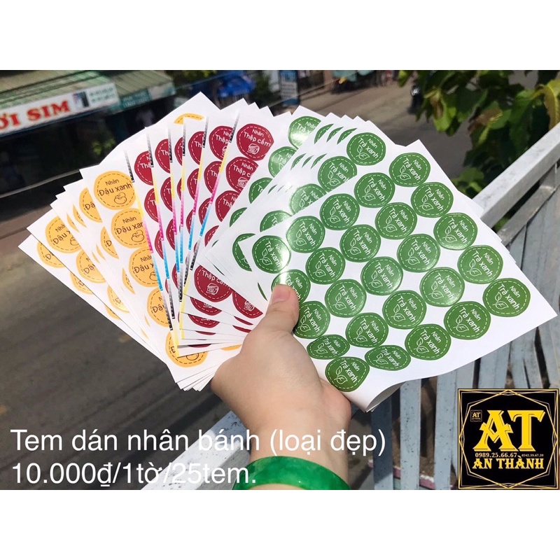 Mỗi tờ 50 25 cái tem dán bánh trung thu thập cẩm gà quay đậu xanh trà xanh