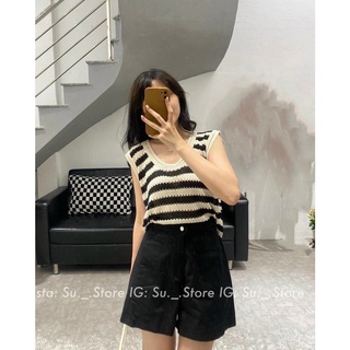ÁO LEN BA LỖ KẺ SỌC ĐEN-CAM