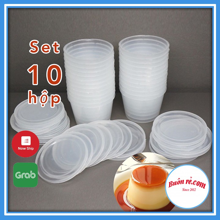 Set 10 Hộp nhựa làm Caramen hình tròn có nắp tái sử dụng – Hộp làm bánh Flan Buôn Rẻ 01171
