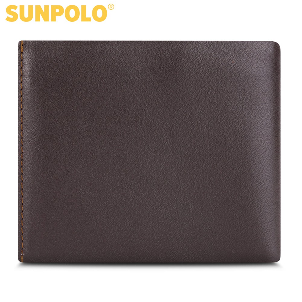 Bóp Ví Nam Da Bò SUNPOLO Đen Nâu - WS01DN