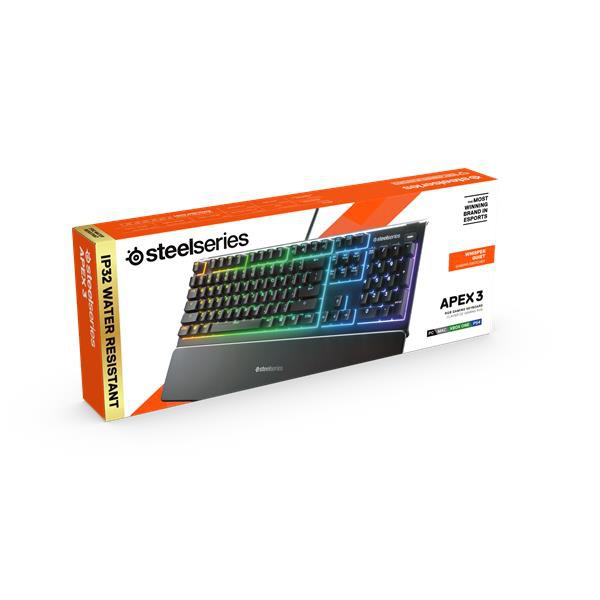 [Mã ELTECHZONE giảm 5% đơn 500K] Bàn phím gaming có dây Steelseries Apex 3 RGB chống tràn chuẩn IP32 - Chính Hãng