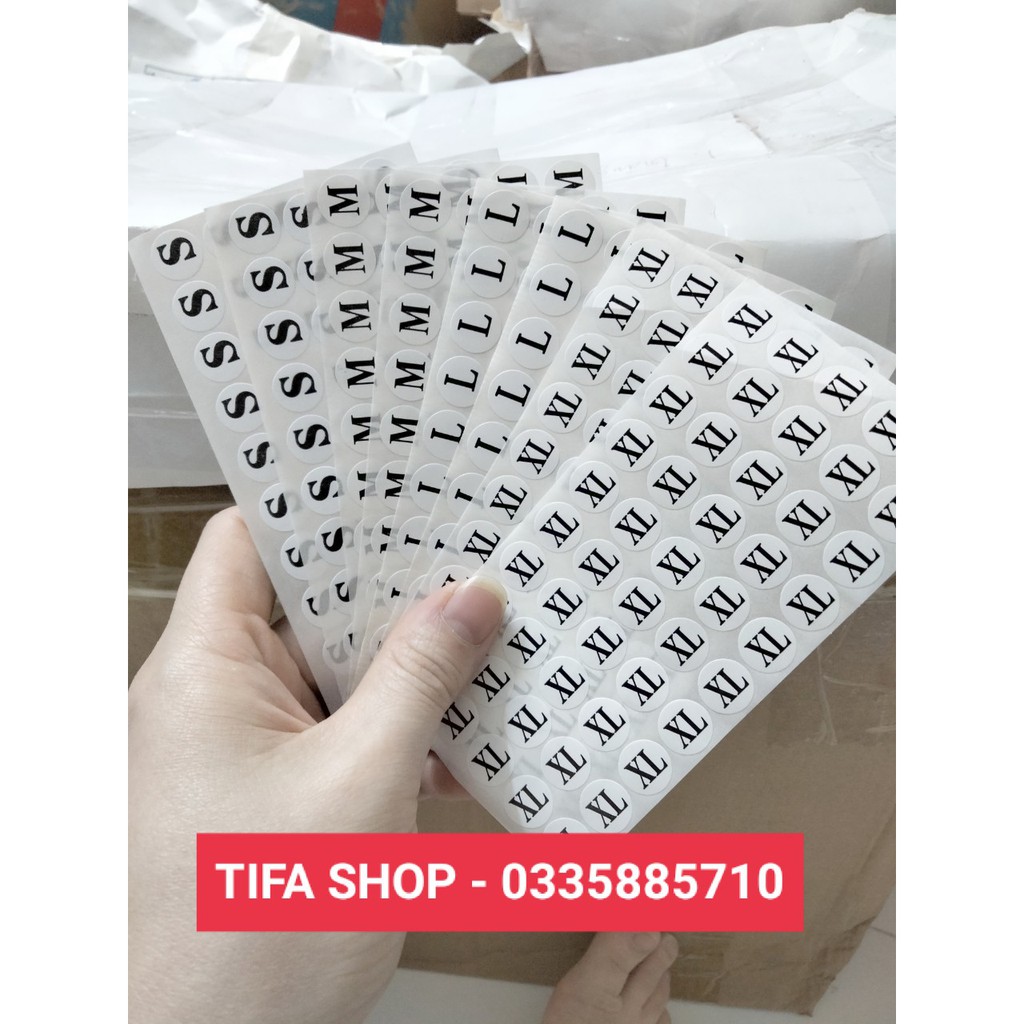 200 Tem dán size quần áo, Nhãn Size quần áo_Đủ size_Hàng có sẵn