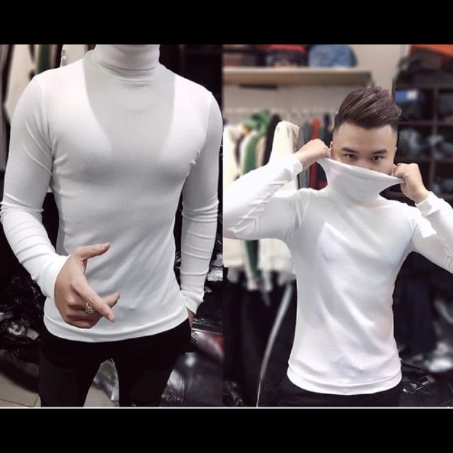 Áo thun cổ lọ tay dài nam
