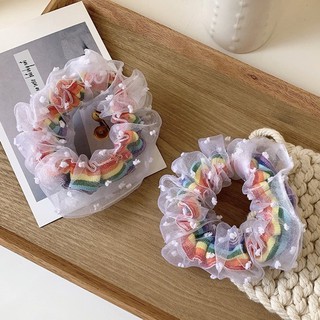 Dây buộc tóc Scrunchies màu cầu vồng