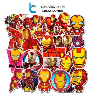 Bộ 35 Sticker Iron-Man dán trang trí Macbook, Vali, Mũ bảo hiểm, Điện thoại, Laptop