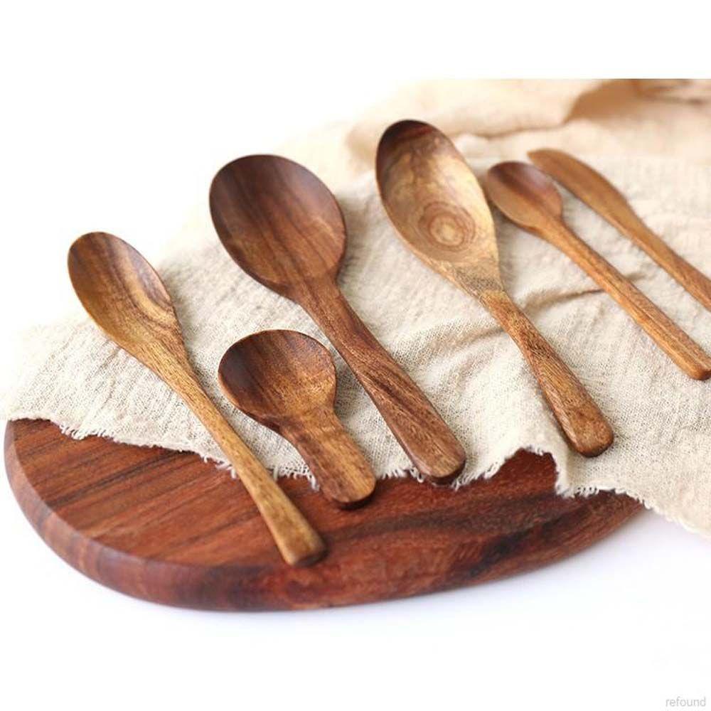 YIYU Muỗng Gỗ Tự Nhiên Dùng Ăn Súp Tiện Dụng