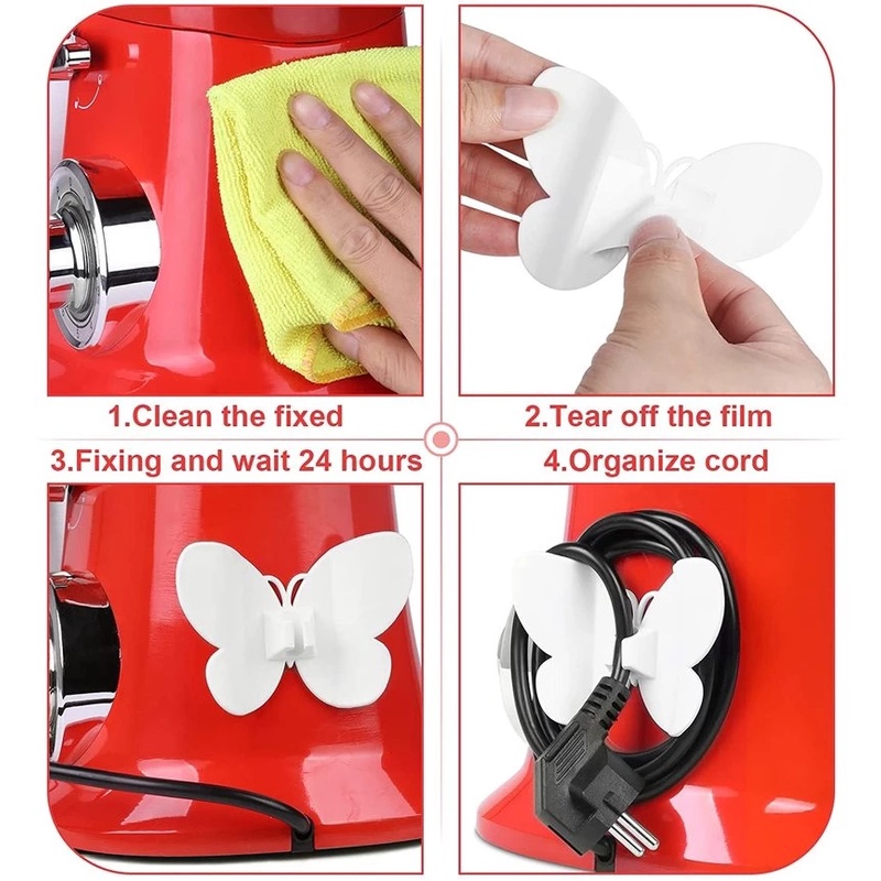 [Mới] Kẹp Cố Định Dây Cáp / Dụng Cụ Nhà Bếp Bằng Cao Su Mềm Tự Dính Hình Bướm Dễ Thương