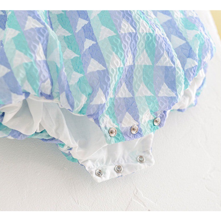 Áo liền quần BCBL hai dây họa tiết kẻ sọc trang trí bông hoa có băng đô thời trang mùa hè xinh xắn cho bé gái 3-6 tuổi