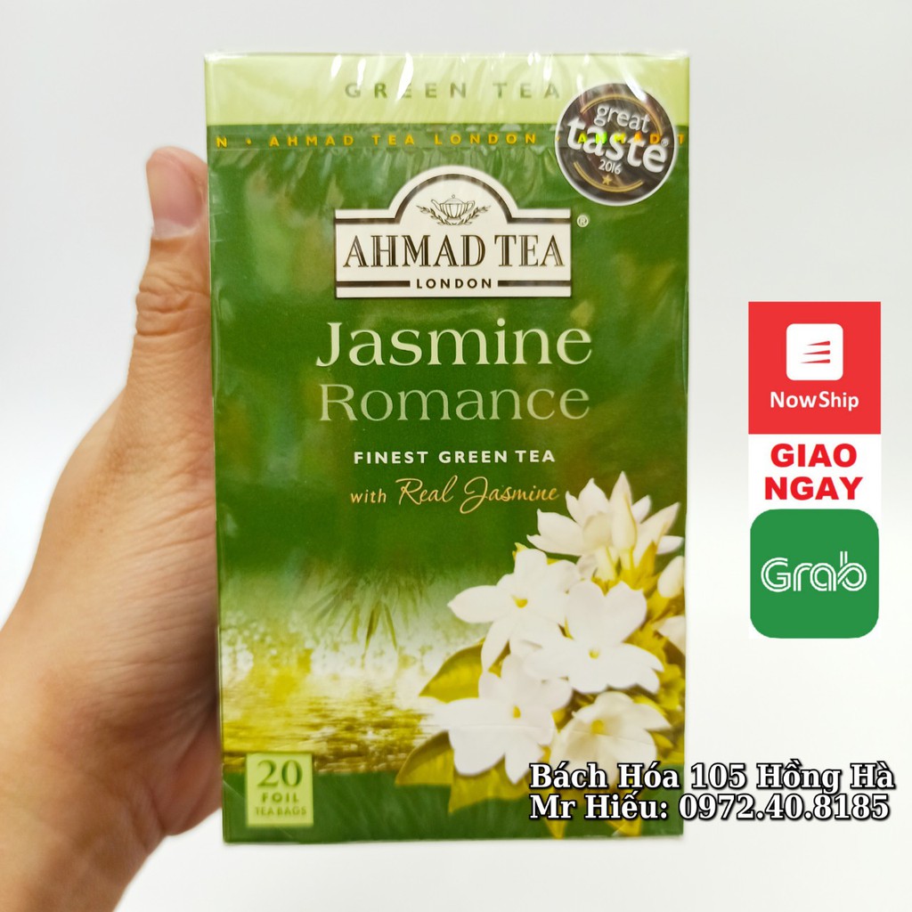 [T8/2023] Trà Ahmad Tea vị Hoa Nhài hộp 20 gói - Jasmine Romance