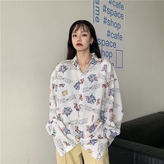 Áo Sơ Mi Tay Dài Họa Tiết Hoạt Hình Thời Trang Cho Nữ