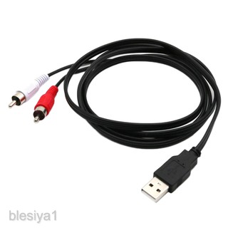 1.5m USB A Male to 2x RCA Phono Male AV Cable Aux Audio Video Adapter Cord