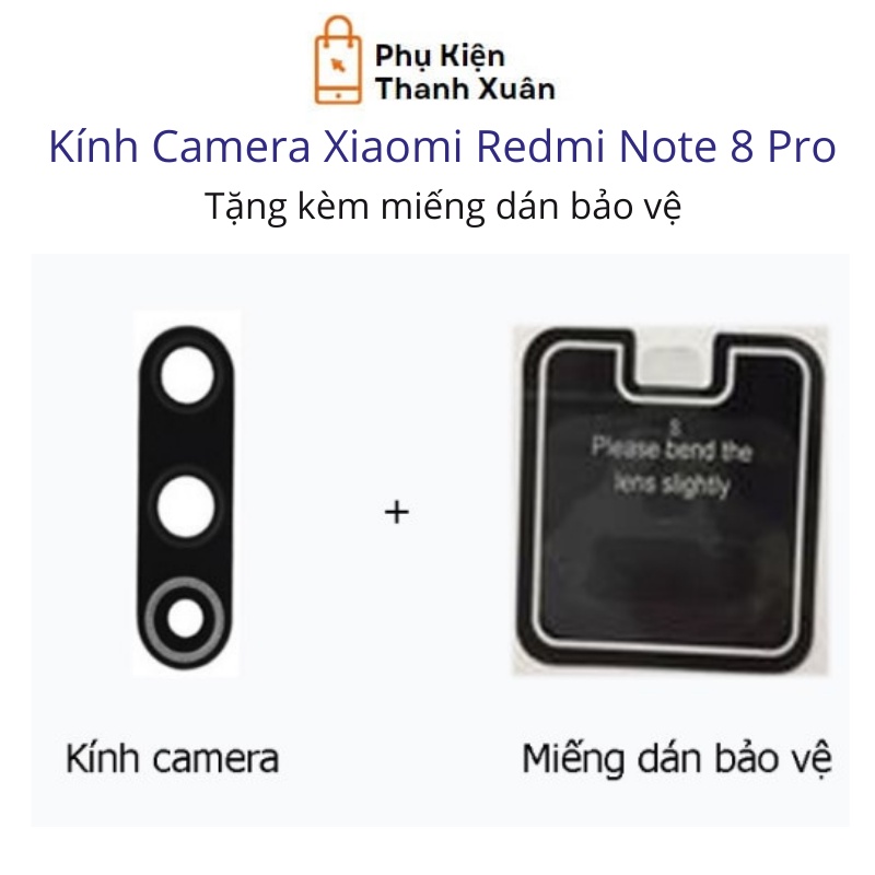 Kính camera sau Xiaomi Redmi Note 8 Pro - Tặng kèm miếng dán