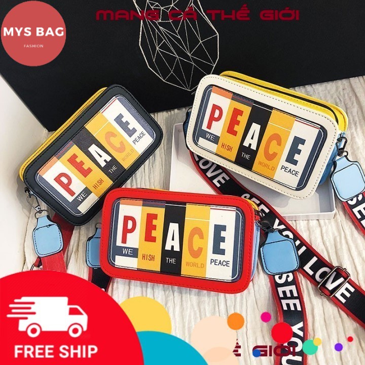 Túi đeo chéo nam Túi Hộp Đeo Chéo PEACE Quai Chữ Cá Tính Mys Bag