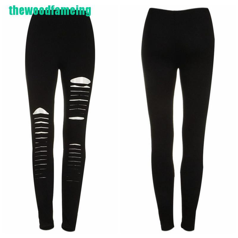 Quần Legging Đen Kẻ Sọc Phong Cách Gothic Quyến Rũ Cho Nữ