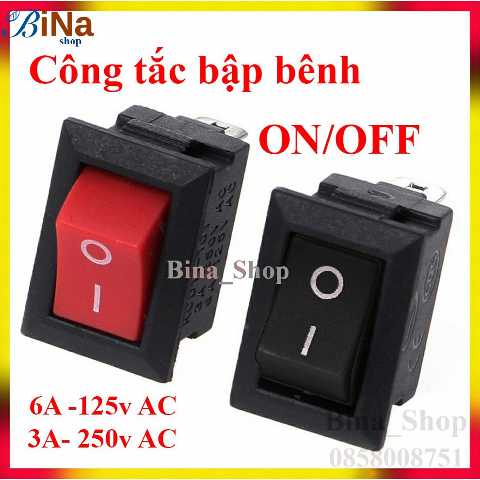 Công tắc bập bênh 6A-125V 3A-250V loại nhỏ 10x15mm , Công tắc đỏ đen mini ON/OFF