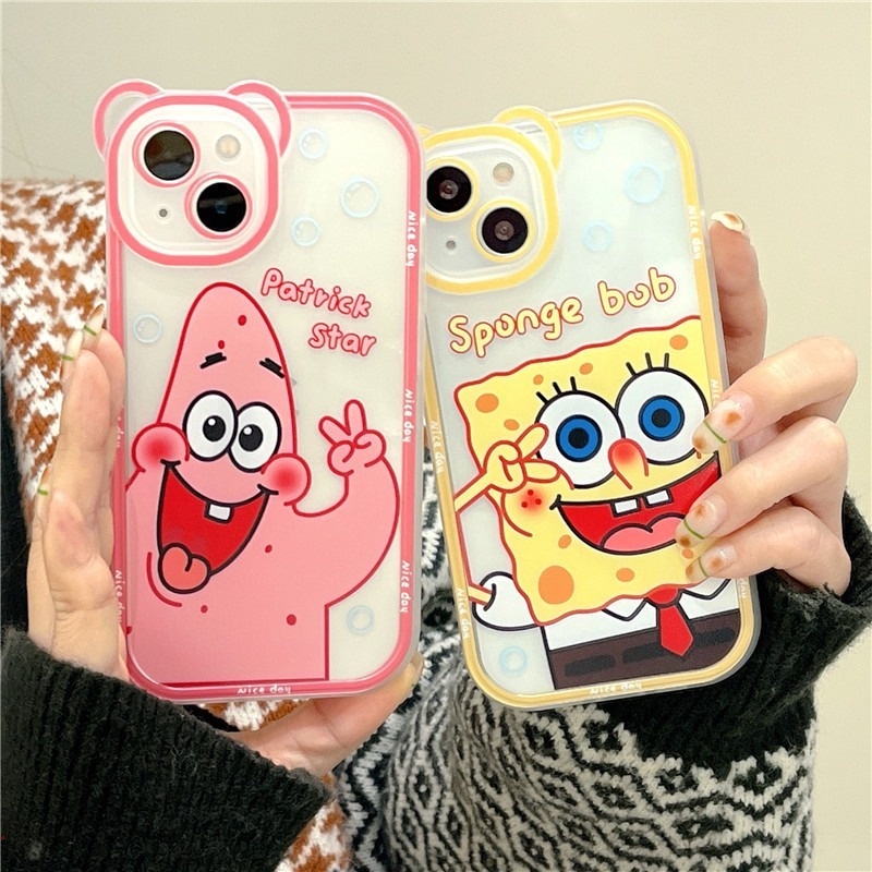 Ốp Điện Thoại TPU Nhám Trong Suốt Họa Tiết Hoạt Hình SpongeBob Cho IPhone 11 12 13 Pro Max Xs X Xr 8 7 6 Plus
