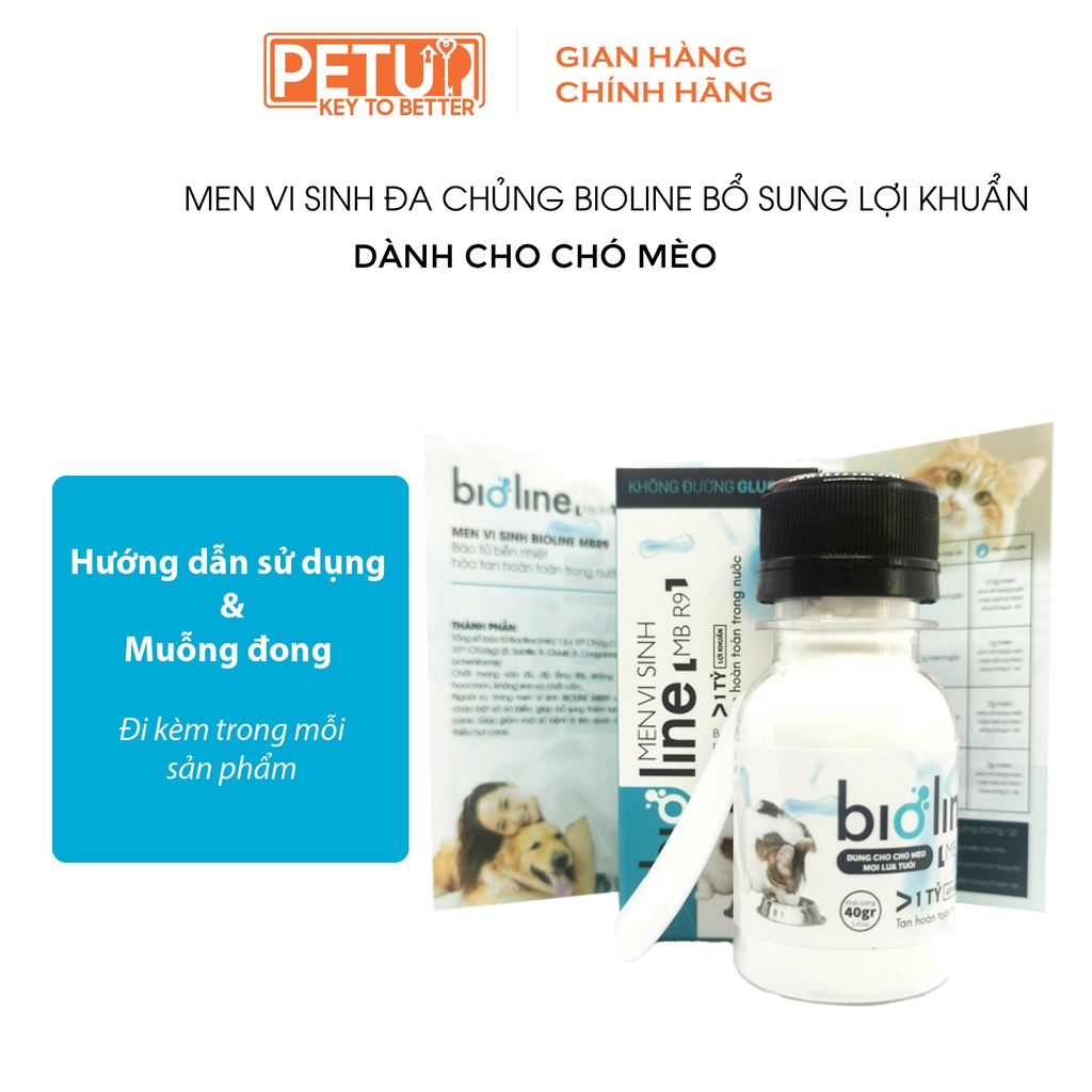 Combo 3 Men vi sinh hỗ trợ tiêu hóa dành cho chó mèo PetUp Bioline hộp 40G