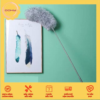 [GIẢM GIÁ] Chổi quét bụi cán Inox có thể kéo rút, Chổi lông vũ quét trần cao làm sạch bụi bẩn - CQT