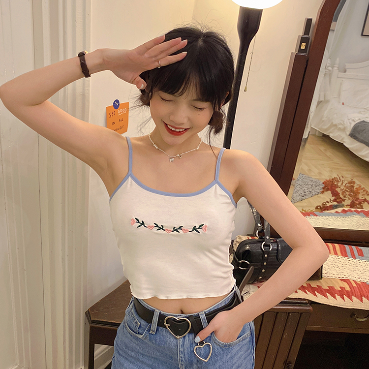 Áo Hai Dây Thêu Hoa Co Giãn 42784 Mã42784