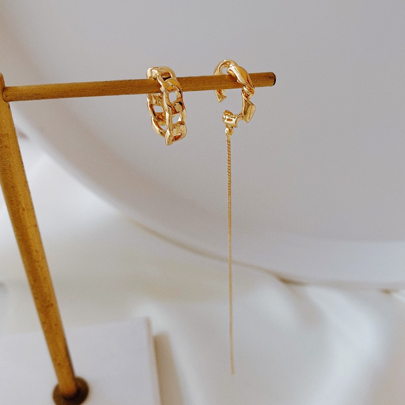 Khuyên Kẹp Vành Tai Hai Lớp Bằng Kim Loại Phong Cách Retro Hàn Quốc Mới Cho Nữ