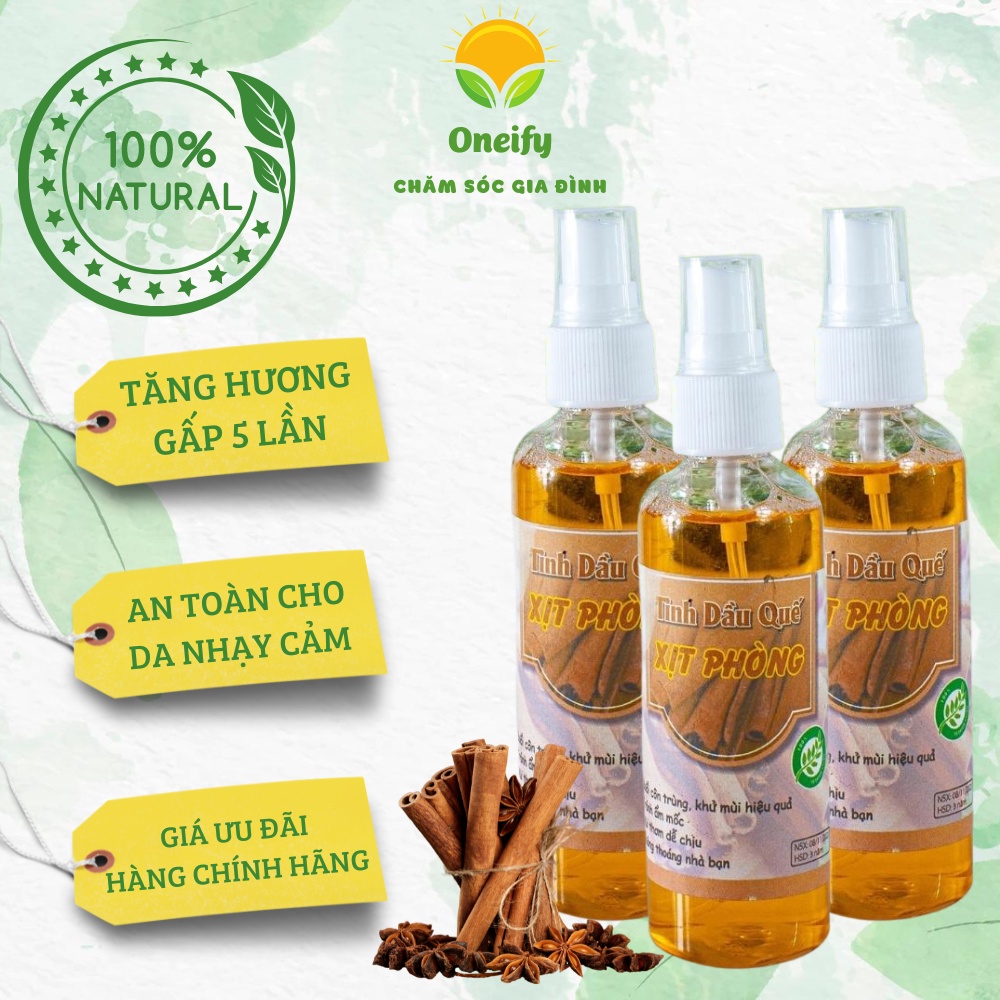 Chai Xịt Phòng Tinh Dầu Quế Hương Thơm Tự Nhiên Dùng Đuổi Muỗi,Khử Mùi Thanh Lọc Không Khí