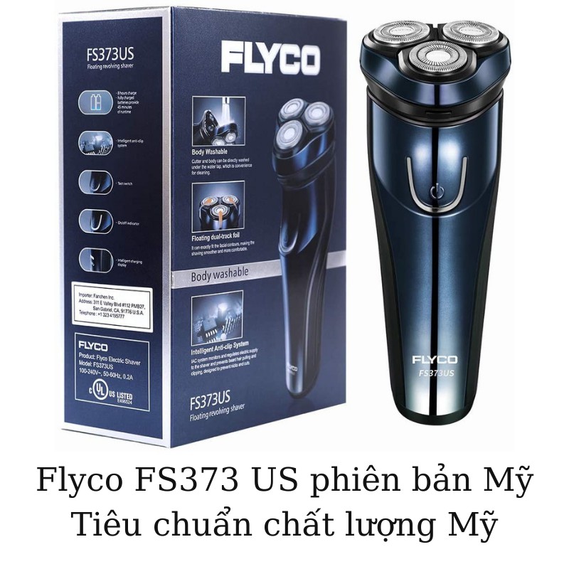 Máy cạo râu Flyco FS373 US( phiên bản dành cho thị trường Mỹ), máy cạo râu điện 3 lưỡi đa năng chất lượng cao Chính Hãng