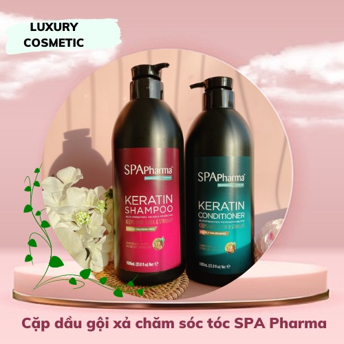 Cặp dầu gội xả chăm sóc tóc Keratin SPA Pharma chiết xuất hoa hồng Jericho - Enriched With Rose Of Jericho 1000ml