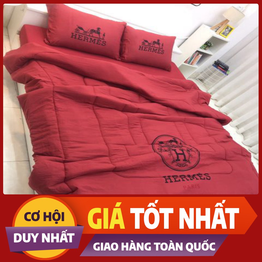 Bộ 5 món chăn ga gối cotton đũi thương hiệu hàng cao cấp