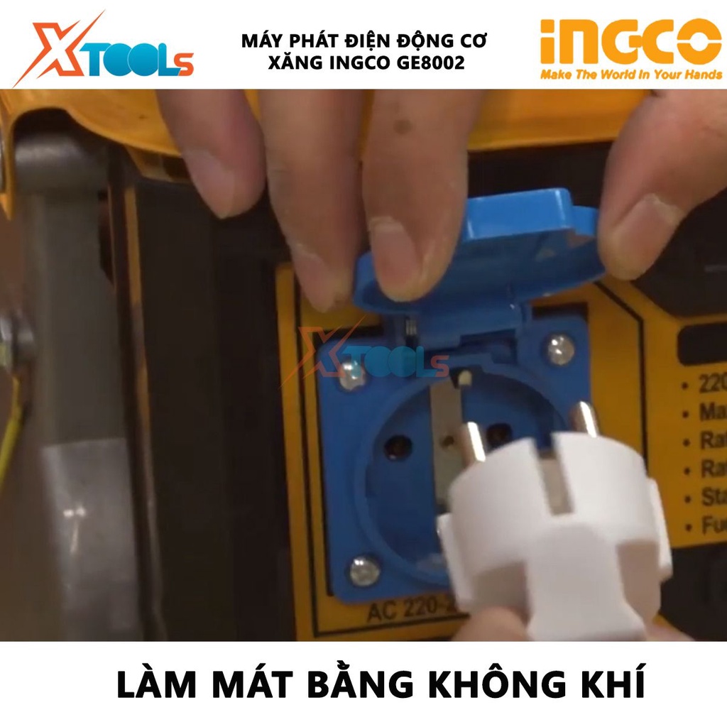 Máy phát điện động cơ xăng INGCO GE8002 Máy phát điện dây nhôm, Nguồn điện: 220V - 240V / 50Hz / 1 pha, công suất 0.8KW