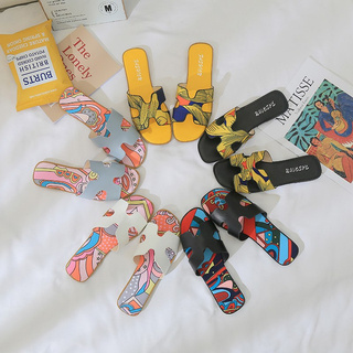 Dép Quai Chữ H Họa Tiết Graffiti Thời Trang Dành Cho Nữ