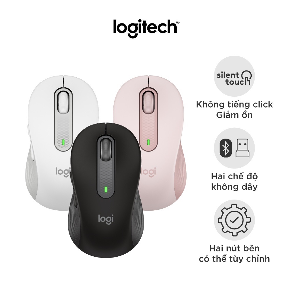 Chuột không dây bluetooth Logitech Signature M650 - giảm ồn, nút có thể tùy chỉnh - Hàng Chính Hãng