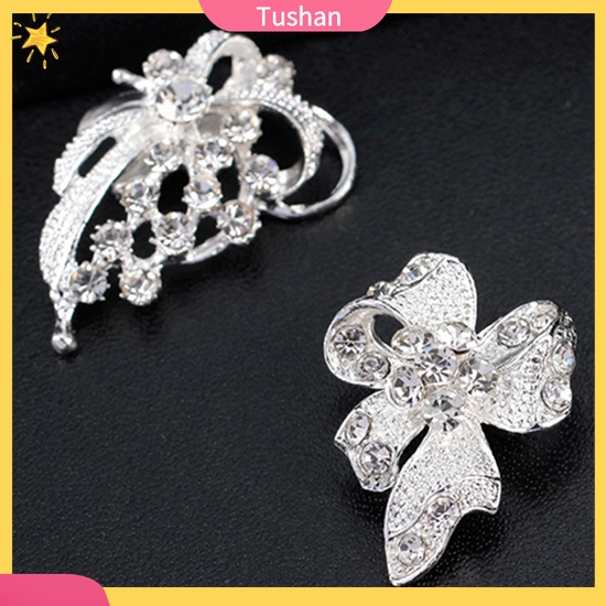 Set 12 Ghim Cài Áo Hình Bông Hoa / Bươm Bướm Đính Đá Thời Trang